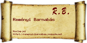 Reményi Barnabás névjegykártya